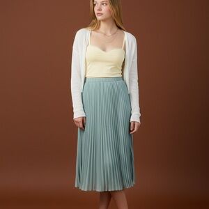 New - Pleated Midi Skirt in Sage Green